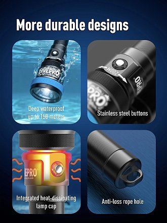 3000 Lumens Divepro S30Z Rechargeable Dive Torch